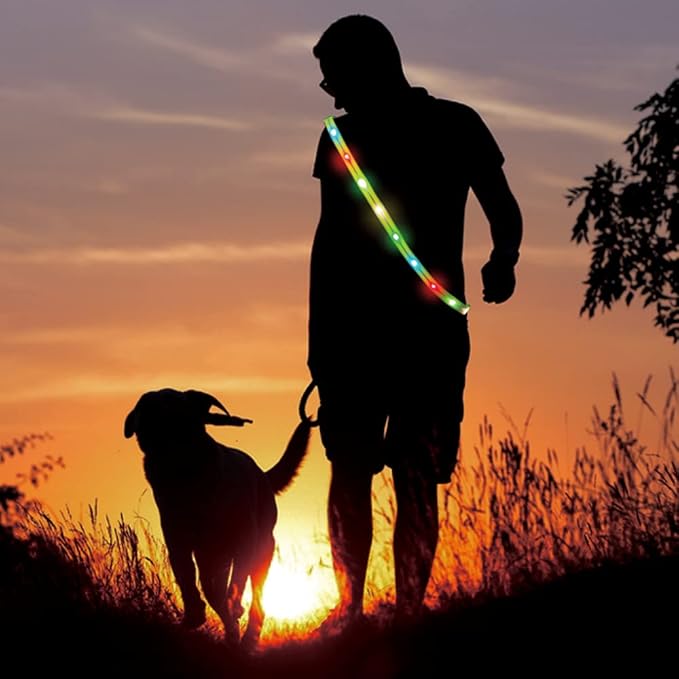 Running Lights for Runners Light Up Vest for Night Walking Neon Vest Shoulder Light Led Belt for Night Safety Wearable Led Lights Reflective Sash