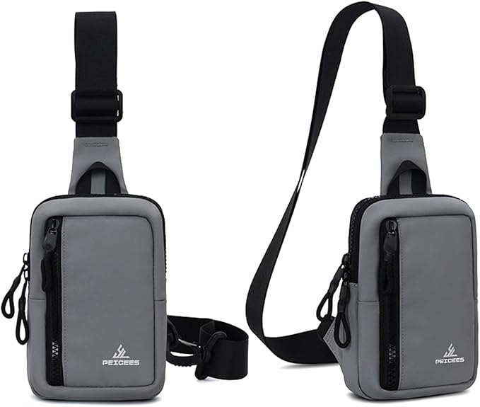 Peicees Small Crossbody Bag for Men Women Mini Sling Bag Travel Running Phone Daypack Cross Body Shoulder Bags with Keyholder