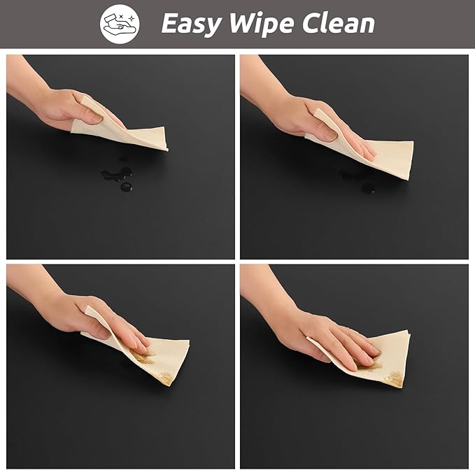 LURKA Rectangle PU Leather Table Cover/Tablecloth with Elastic Fitted Edge – Waterproof, Oil-Proof, Scratch-Resistant, Wipeable Protector for Dining, Kitchen, Outdoor Picnic, Party (Black, 4FT)