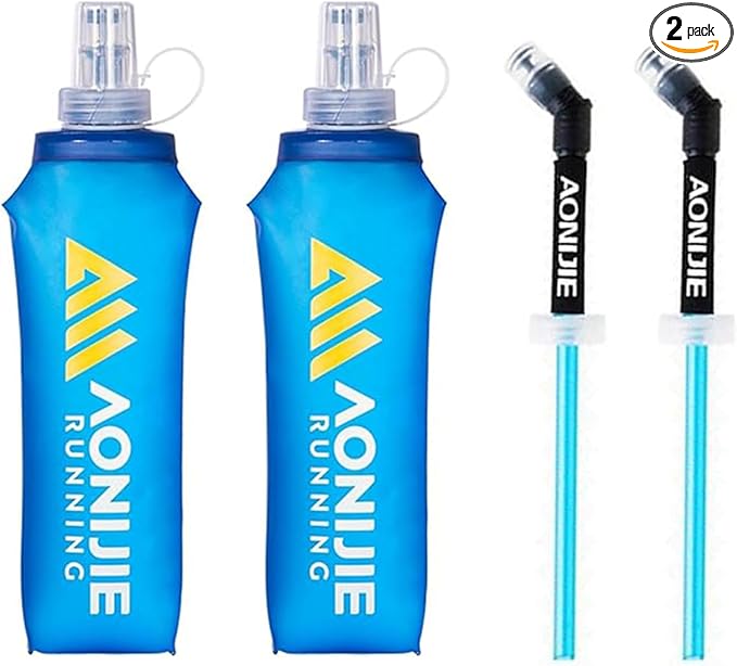 AONIJIE 2Pack of Soft Soft Folding Hydration Bottle Water Collapsible Flask BPA-Free Bottles (SD-250ml Bottles)