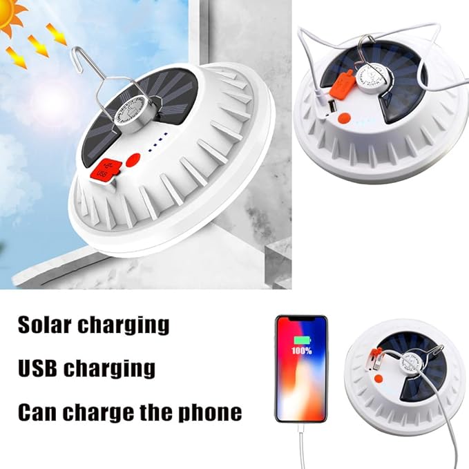 Solar Camping Lamp 120 LED Tent Lights 4500mah Remote Control 5 Mode USB Battery Rechargeable Portable Lantern Hanging Waterproof for Indoor Home Outdoor Emergency Hurricane 2 Pack