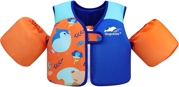 Gogokids Toddler Swim Vest, Kids Floaties for 20-50 lbs Girls & Boys, Buoyancy Jacket Swimming Aid with Water Wings for 2-6 Years, Pool/Beach