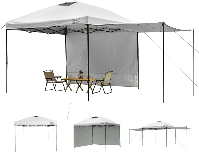KAMPKEEPER 10x10 Easy Pop Up Canopy Tent with 2 Sidewalls, Instant Outdoor Shade Shelter with 2 PCS Removable 10FT Sun Walls, Quick Setup Waterproof and UV-Resistant for Patio, Camping, Backyard
