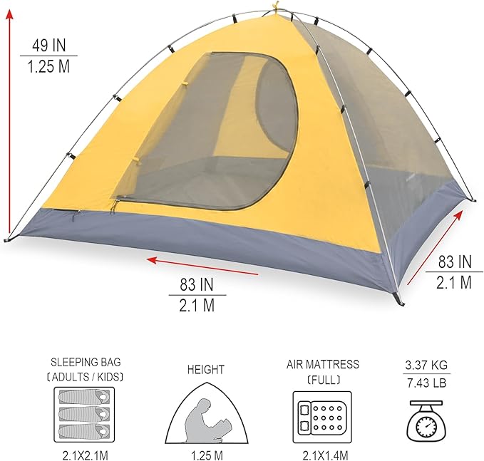 KAZOO Waterproof Backpacking Tent 2/3 Person Lightweight Camping Tents 2/3 People Hiking Tents Aluminum Frame Double Layer