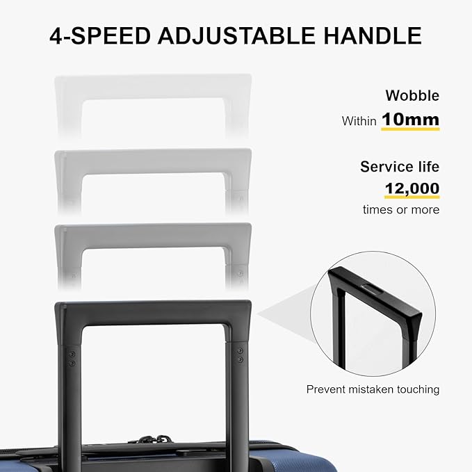 LEVEL8 Carry on Luggage Airline Approved, Carry-on Suitcases with Wheels, Lightweight Hardside Luminous Textured Luggage for Travel with Tsa Lock, 20 Inch, Navy