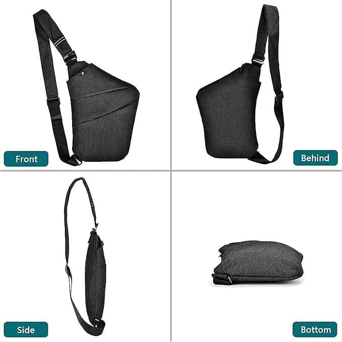 Anti Theft Crossbody Bags Sling Bag for Women Men Waterproof Wander Bag for Sports and Travel. (3.0BLACK, Large)