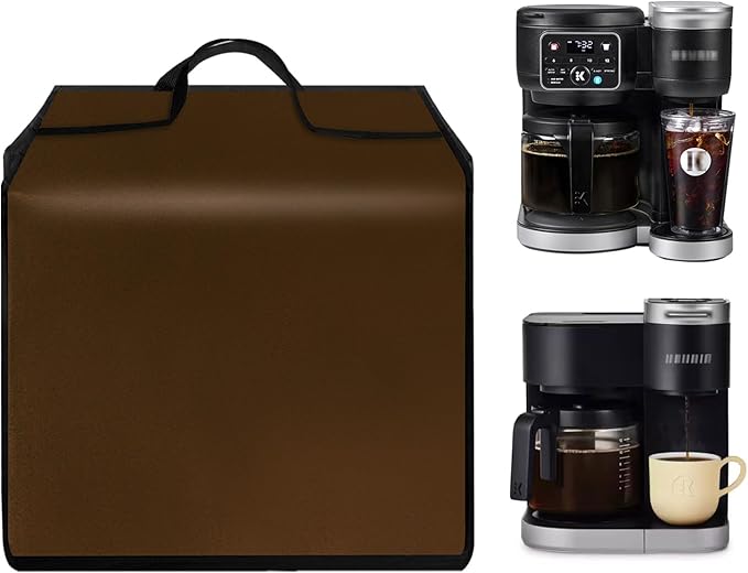 Cold Brew Coffee Maker Cover Drip Coffee Maker Lid Waterproof Antistatic Nylon Case for K-Duo Gen2/K-Cup Gen1 Hot & Iced Single Serve & Carafe Coffee Make 72oz (Brown)