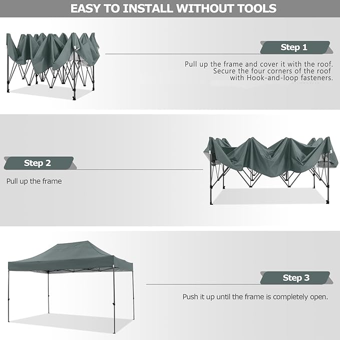 COBIZI 10x15 Pop Up Canopy with 4 Sidewall,Heavy Duty Canopy UPF 50+ All Season Wind Waterproof Commercial Outdoor Wedding Party Tents for Parties Gazebo with Carry Bag(10 x 15 ft Gray)