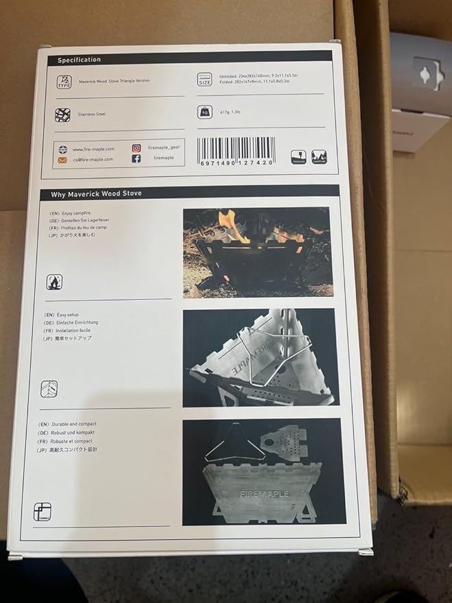 Fire Maple Maverick Wood Stove | Portable Durable Stainless Steel Campfire Stove | Ideal for Camping Backpacking Hiking Trips (Triangle Version)