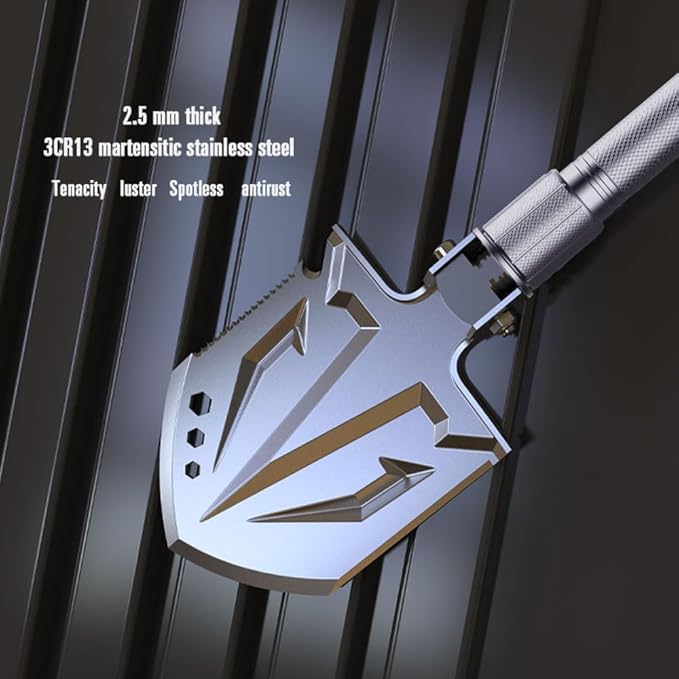 YANTOO Survival Shovel Axe Multitool, Fixm Folding Shovel Hatchet Survival Tool Camping Tool Kit with Storage Bag, Great for Outdoors, Camping, Hiking and Car Emergency