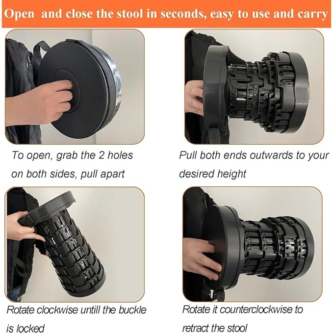 Camping Chairs,Camp Stool,Small Folding Stool,Upgraded Collapsible Stool,Portable Folding Stool,Retractable Seat or Foot Rest,Outdoor Fishing Hiking Gardening Travel BBQ-Max 400lbs (red)