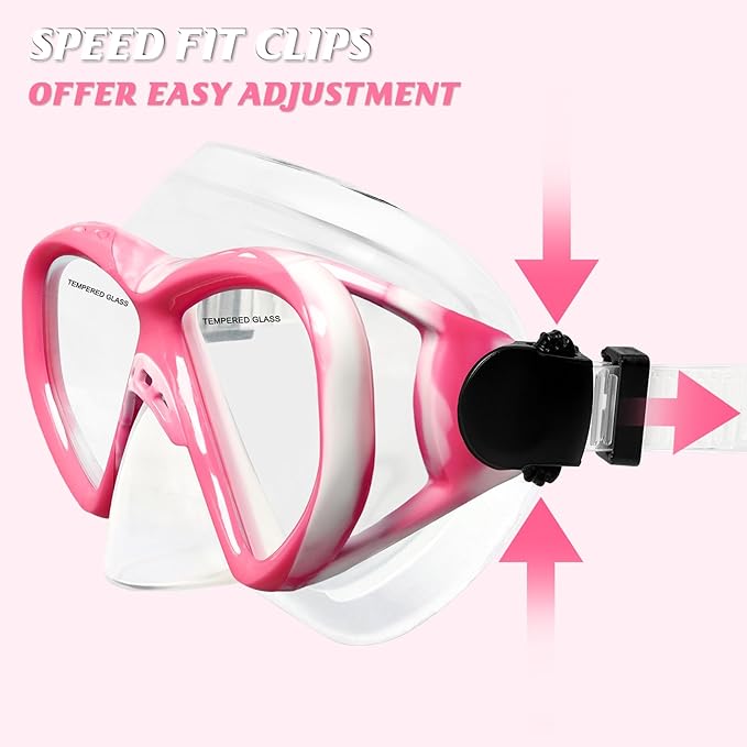 Kids Swim Goggles Snorkel Diving Mask for Boys Girls Ages 5-15, Two-Color Anti-Fog Swimming Goggles with Nose Cover
