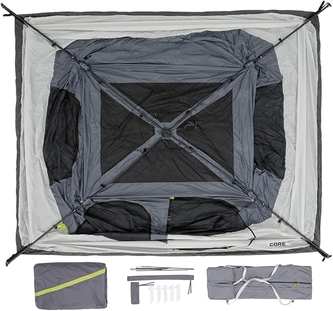 CORE Instant Cabin Tents | 6 Person / 9 Person / 10 Person / 12 Person Family Cabin Multi Room Pop Up Tents Car Camping | Included Storage Pockets for Camping Accessories