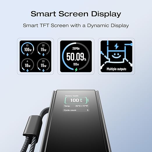 EF ECOFLOW Rapid Power Bank, 25,000mAh, 170W, 100W Built-in and Retractable Cables, Portable Charger with Triple 100W USB-C Port, Compatible with iPhone Series, Samsung, Laptop and More, Green