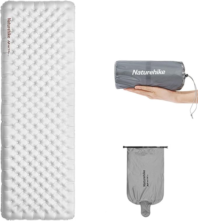 Naturehike 5.8/8.8 R-Value Camping Sleeping Pad,3.1"-4.7" Ultra-Thick,1-1.4LB Ultralight Camping Mat with Inflatable Bag,Backpacking Inflatable Foam Camping Mat for Car,Hiking