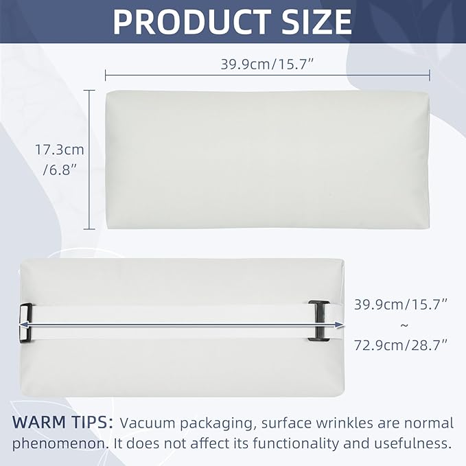 Chaise Lounge Head Pillow, 2 Pack Outdoor Lounge Chair Pillows with Adjustable Strap Longue Head Pillow Headrest Pillows for Patio Backyard Beach Pool Garden Recliner(Beige)