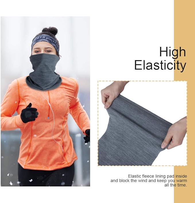 KGC 2 Pack Winter Neck Warmer Gaiter Fleece Windproof Face Mask Cover Cold Weather Scarf for Men & Women