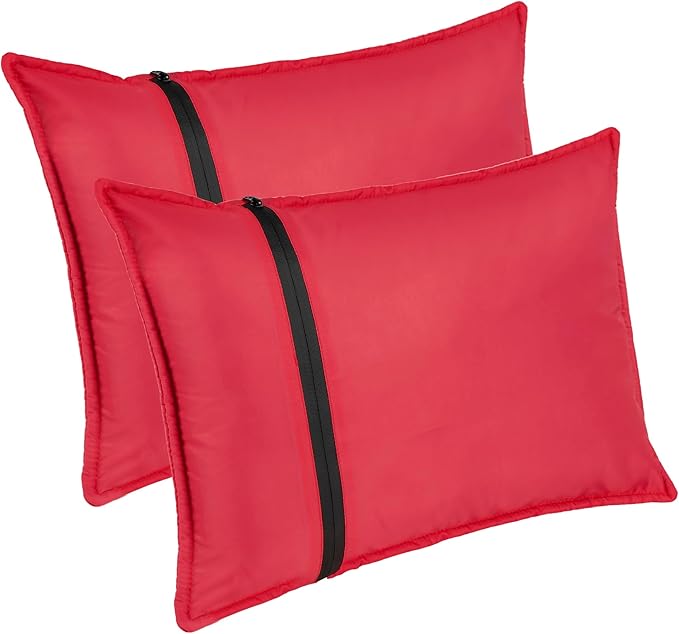 Stuffable Camping Pillow Case Stuff Sack (Large, Red, 2-Pack) - 12 x 17 - for Hiking, Backpacking and Travel Bring Your Own Stuffing