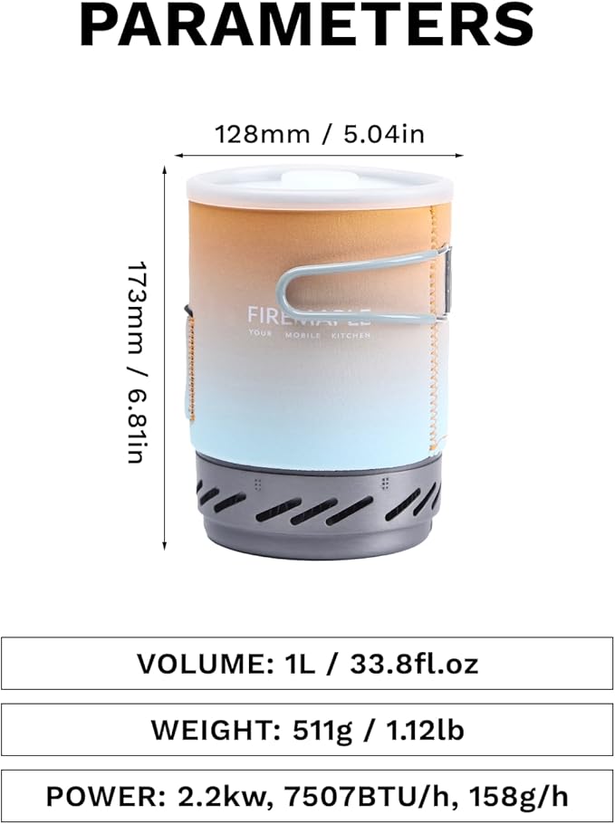 Fire-Maple "Fixed Star 1" Personal Cooking System | Pot/Jet Burner Stove System with Electric Ignition | Ideal for Hiking, Camping, Backpacking, Fishing, Hunting Trips and Emergency Use Multi