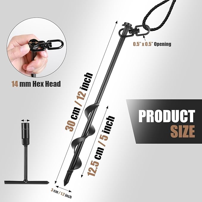 Reginary Ground Anchors Screw in Tent Stakes Heavy Duty Trampoline Anchors High Wind for Camping Canopy Carport Sheds Beach Sand Stakes Metal Swing Set