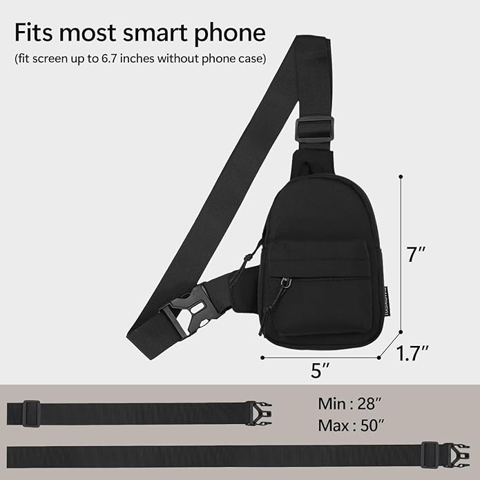 Peicees Small Crossbody Bag Purse For Men Womens Mini Sling Bag Chest Backpack Phone Holder Water-Resistant