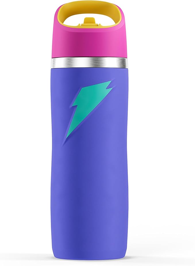 Gatorade 'Overtime' 22oz Stainless Steel Water Bottle, Straw Cap, Purple/Pink