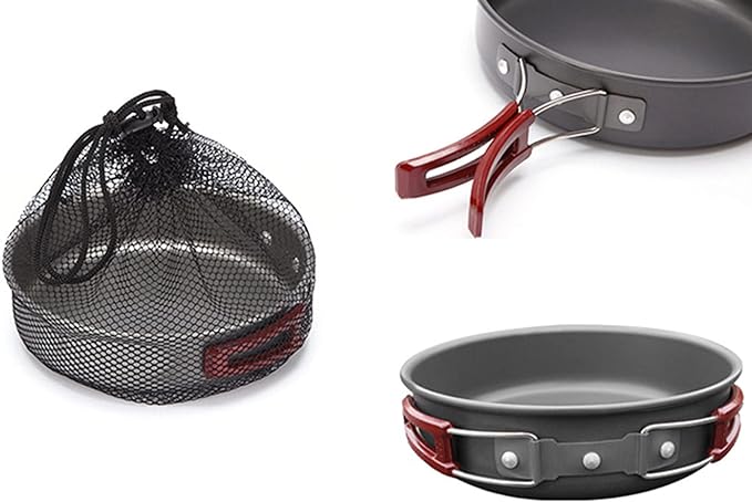 Aluminum alloy Non-Stick Medium Frying Pan with Folding Handle for Outdoor Camping Picnic Hiking