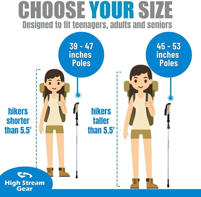 Walking Sticks for Men & Women - 14.5" Foldable Hiking Poles for Backpacking, Exercising and Traveling, Set of 2 Aluminum Nordic Collapsible Trekking Poles