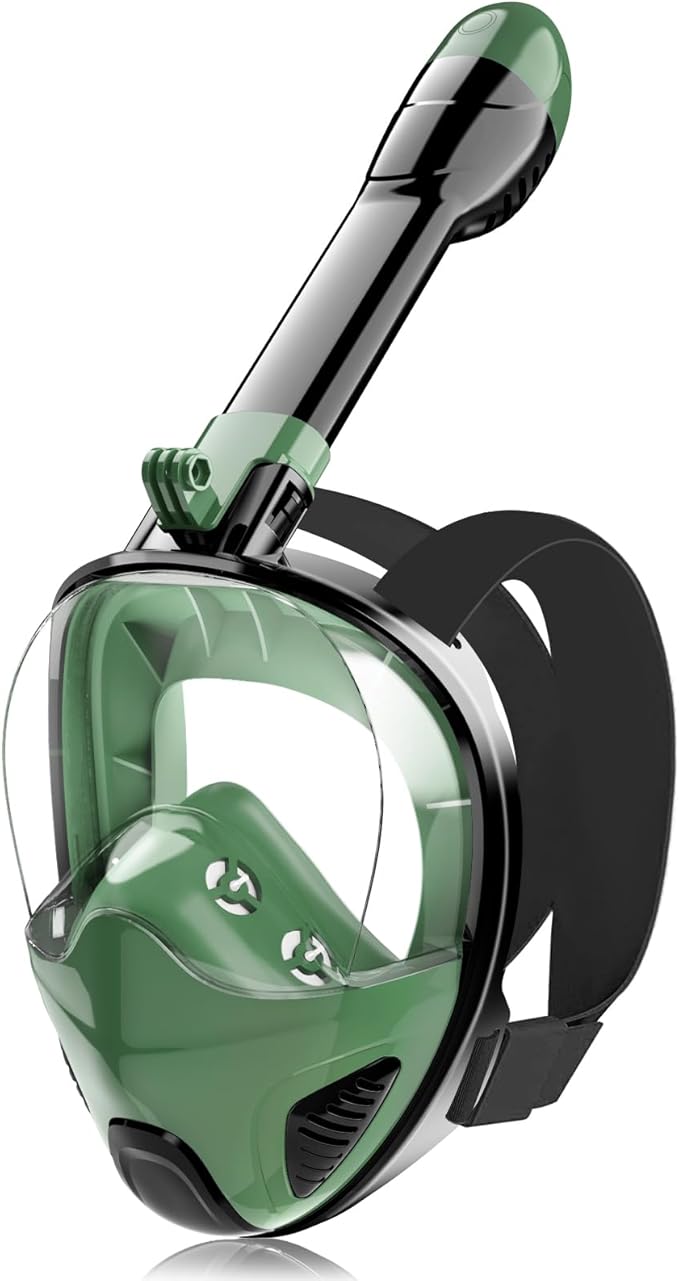 Full Face Snorkel Mask for Adults Teen, Snorkeling Gear with Detachable Camera Mount,Panoramic 180° View, Anti-Fog Anti-Leak Snorkling Set for Man and Women