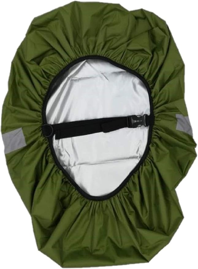 Silfrae Waterproof Rucksack Cover Backpack Rain Cover 30L-100L for Travel Climbing Hiking (Army Green-Reflective, 80L-90L)
