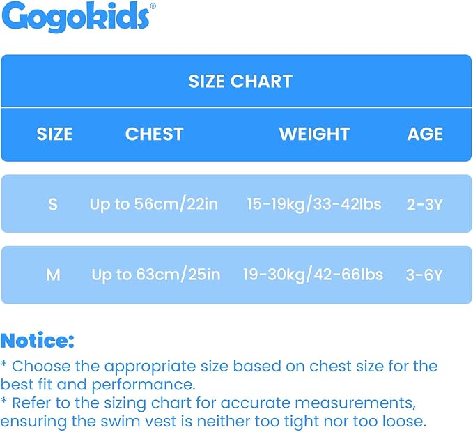 Gogokids Swim Vest for Kids Learn to Swim, Toddler Floaties Fit 20-50 lbs Girls & Boys, Buoyancy Jacket Swimming Aid with Duel Adjustable Safety Strap and Padded Crotch Straps