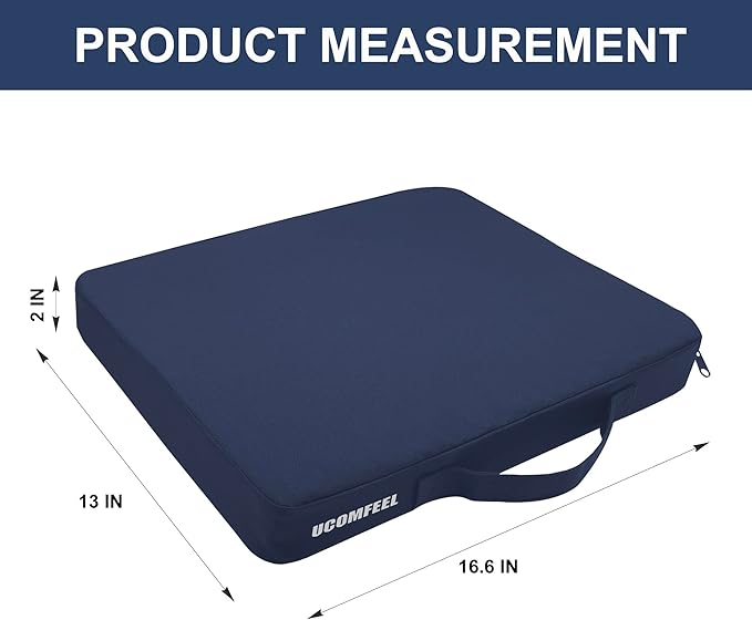 Portable Bleacher Seat Cushions with Handle, 2 Inches Thick, Waterproof Oxford Fabric, Zipper Design, Set of 2 (Blue)