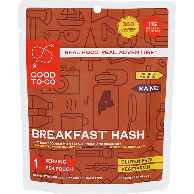 GOOD TO-GO Breakfast Hash (Single Serving) | Camping & Backpacking Food | Just Add Water Backpacking Meals | Good To-Go Dehydrated Meals Taste Better Than Freeze Dried Food