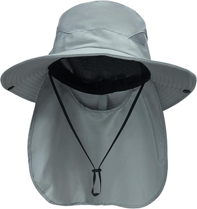 NPQQUAN Sun Hats for Men Women with Neck Flap UPF 50+ UV Protection Wide Brim Bucket Hat Safari Hiking Fishing Hats