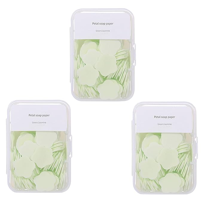 300pcs Portable Hand Washing Soap Sheets, Scented Mini Soap Sheets, Disposable Soluble Soap for Outdoor Travel, Camping, Hiking (Green)