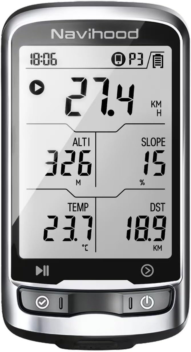 L4 Entry Level GPS Bike Computer Wireless, Laminated 2.3" Screen, Ultra Thin and Lightweight Bike Speedometer, IPX7 Waterproof, Bluetooth ANT+ Cycling Computer