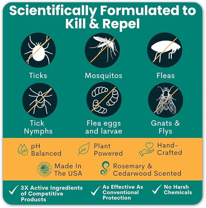 Trail Guard Natural Extra Strength Insect, Flea and Tick Spray for Dogs, Cats, People & Home - 16oz Lemongrass Scented Plant-Based Insect & Tick Repellent for Dogs - Kid Safe (16oz)