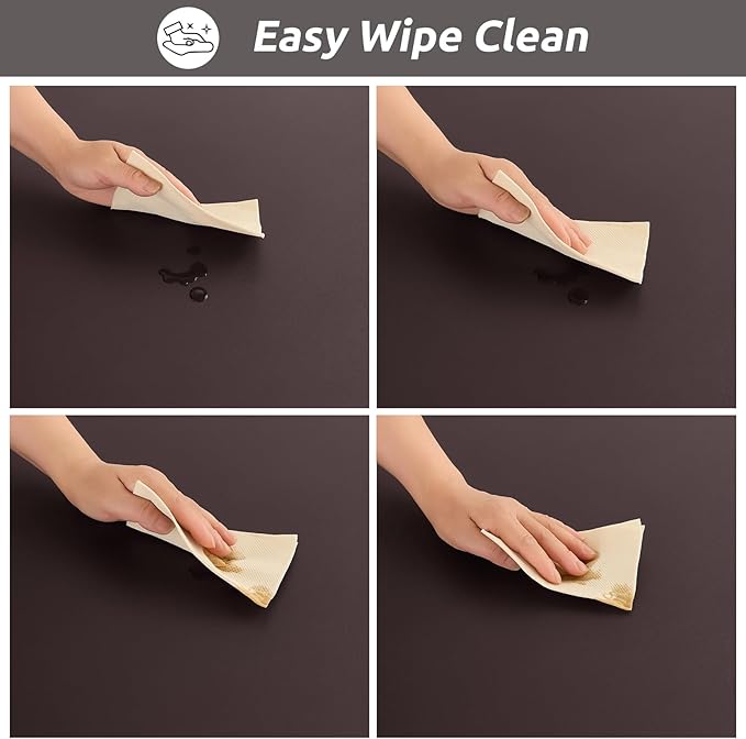 LURKA Rectangle PU Leather Table Cover/Tablecloth with Elastic Fitted Edge – Waterproof, Oil-Proof, Scratch-Resistant, Wipeable Protector for Dining, Kitchen, Outdoor Picnic, Party (Coffee, 4FT)