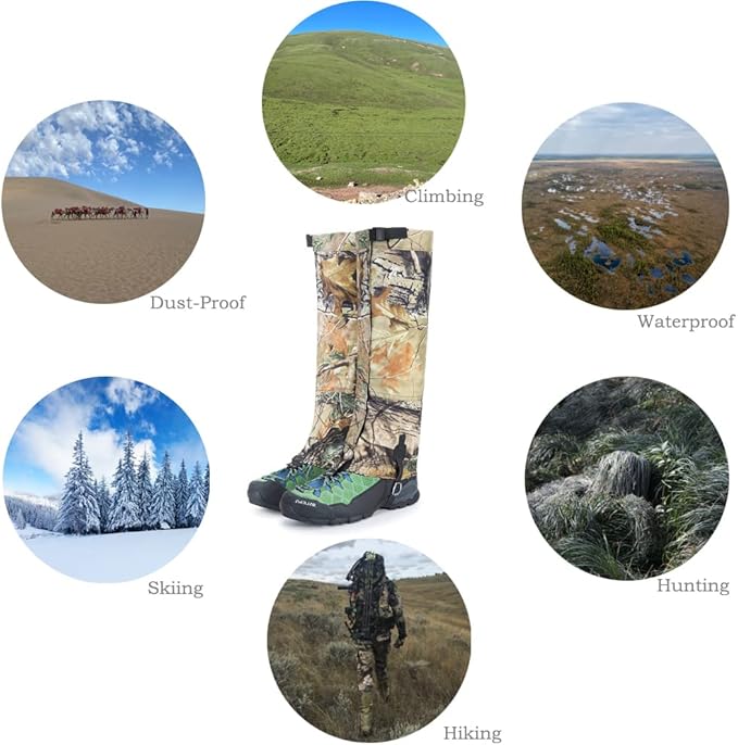 Camouflage Hiking Gaiters,Snake Gaiters For Men, Boot Gators Waterproof Shoe Leg Covers for Walking Climbing Hunting Trip