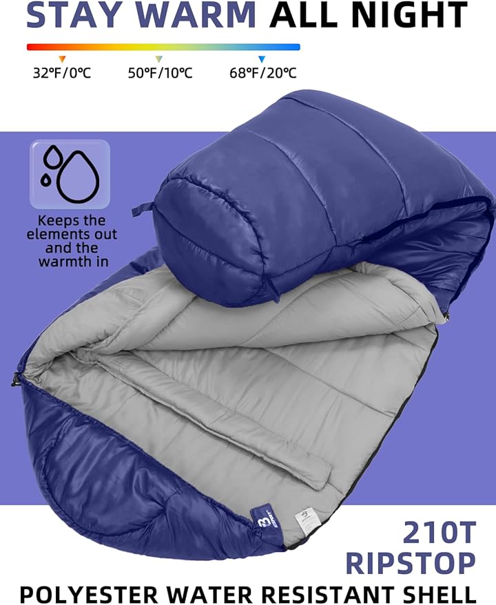 Bessport Mummy Sleeping Bag | 15-45 ℉ Extreme 3-4 Season Sleeping Bag for Adults Cold Weather– Warm and Washable, for Hiking Traveling & Outdoor Activities