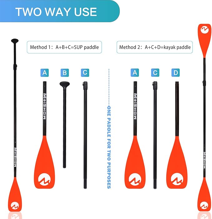 SUP Paddle Board Paddle - Adjustable Paddleboard Paddle Oar 4-Piece Floating Aluminum SUP Kayak Paddle