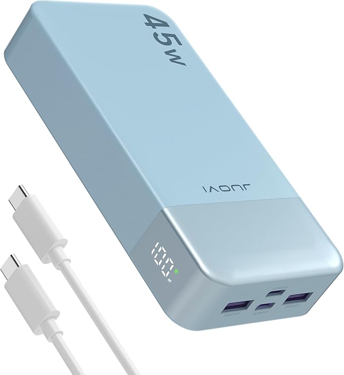 J2621 Power Bank Portable Charger,20000mAh 45W PD3.0 QC 4.0 Fast Charging Battery Pack with LED Display,2 USB-C,2 USB-A for iPhone Tablet MacBook