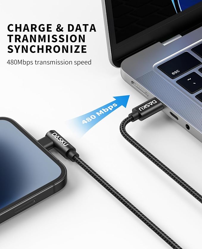 USB C to Lightning Cable [Apple MFi Certified] iPhone Charger Fast Charging 2Pack 10FT Long Nylon 90 Degree Type C iPhone Charger Cord Compatible with iPhone 14/13/12/11/XS/XR/X/8/iPad and More