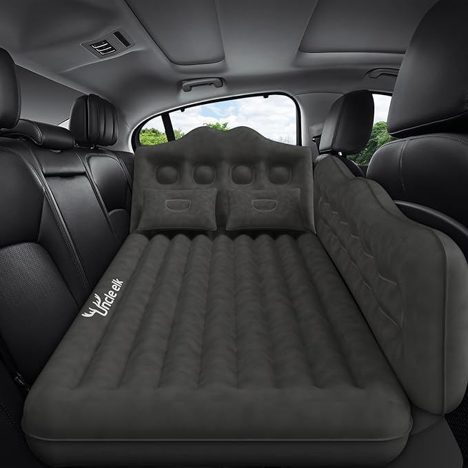 Car Air Mattress Bed: Inflatable Back Seat Air Mattress for Car, Thickened Camping Sleeping Pads with 2 Pillows & Air Pumps, Fits Sedan/Truck/SUV, Black