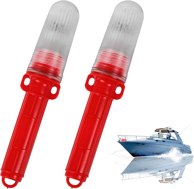 Boat Flares – Boat Flares Coast Guard Approved Marine, LED BoatFlares, Waterproof Emergency Signaling for Fishing Boats, Life Rafts (Red, 2pcs)