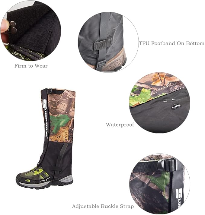 Camouflage Hiking Gaiters,Snake Gaiters For Men, Boot Gators Waterproof Shoe Leg Covers for Walking Climbing Hunting Trip