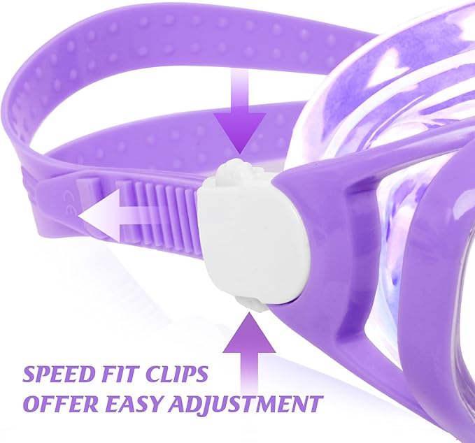 Kids Swim Goggles Snorkel Diving Mask for Boys Girls Ages 5-15, Two-Color Anti-Fog Swimming Goggles with Nose Cover