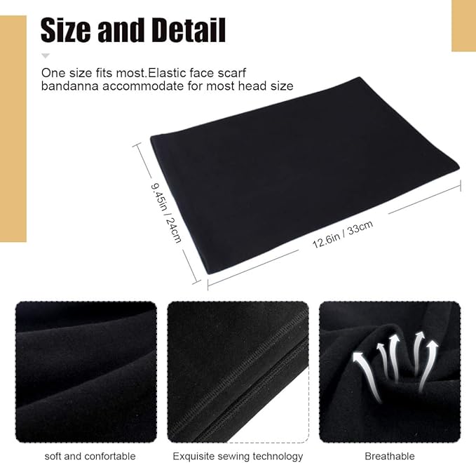 KGC 2 Pack Winter Neck Warmer Gaiter Fleece Windproof Face Mask Cover Cold Weather Scarf for Men & Women