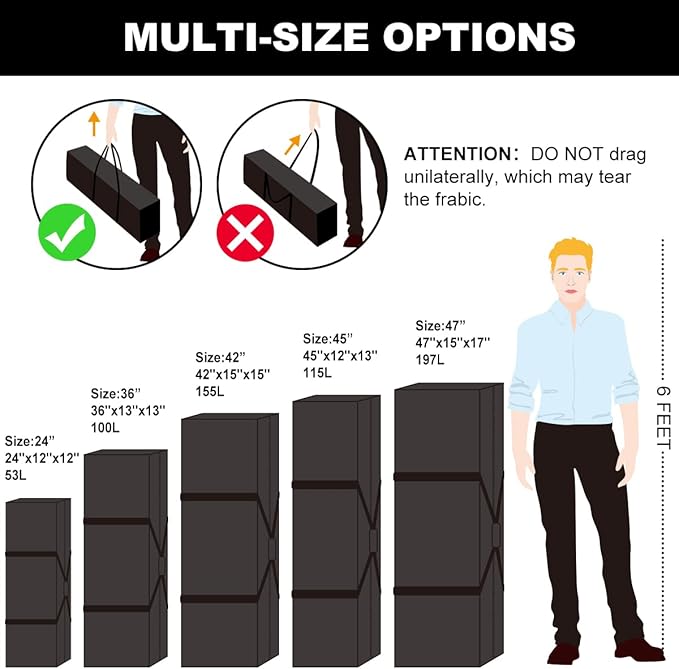 COOLBEBE 24x12x12 Inch Travel Duffle Bag (53L), Mid-Size Weekender for Overnight Trips, Camping, and Sports Gear Hauling, Water Resistant, Black