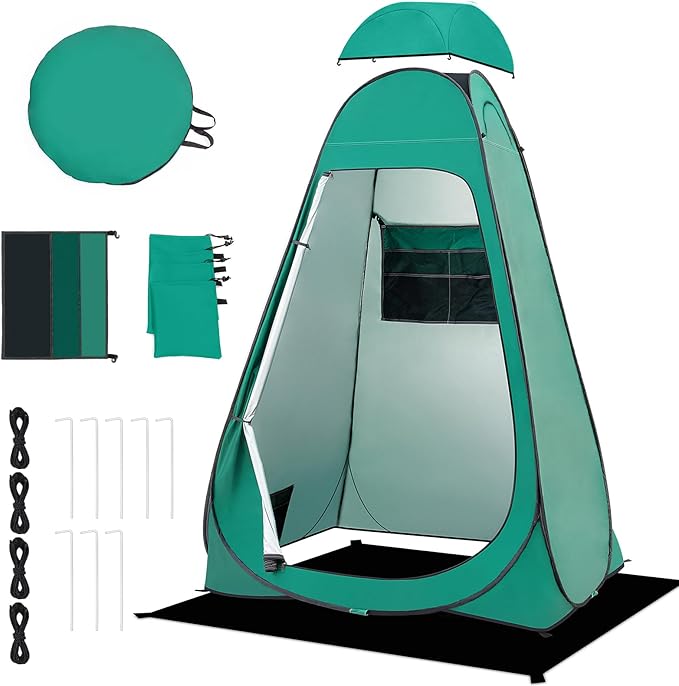 BRIAN & DANY Pop Up Shower Tent, Portable Privacy Camping Changing Tent, Camp Toilet Bathroom Pod with Rain Shelter & Windows, UPF 50+ & Waterproof, 47.2" x 47.2" x 74.8"